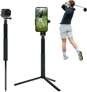 Golf Monopod & Tripod Selfie Stick with Ground Spike Stake